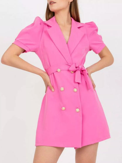 Blazer Style Tie Waist Mini Dress-Nordavory