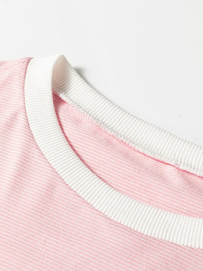 Stripe Contrast Edge Patchwork Long Sleeve Top-Nordavory