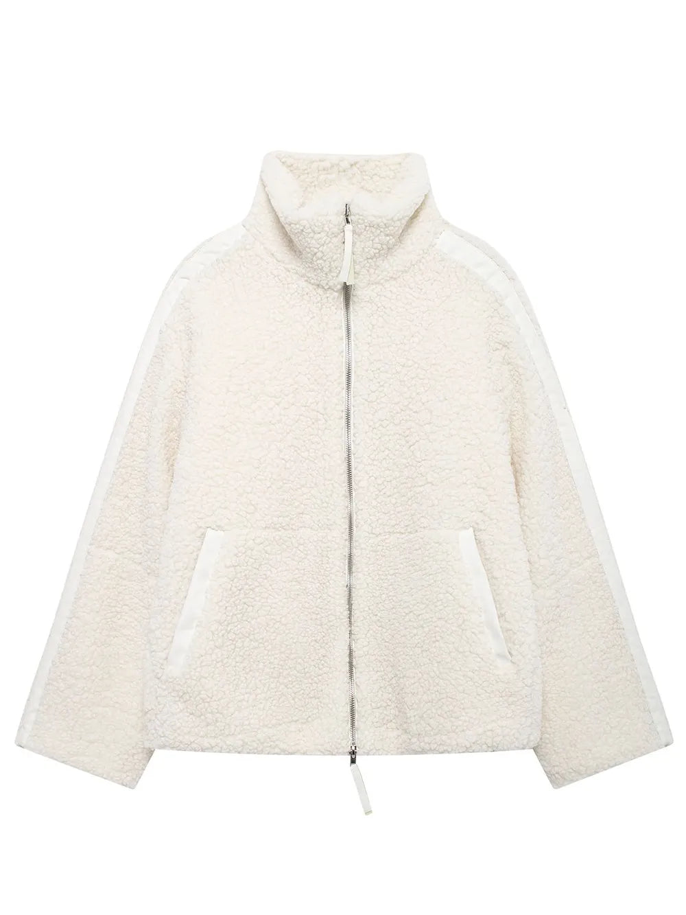 Zip Up Turtleneck Long Sleeve Plush Jacket-Nordavory