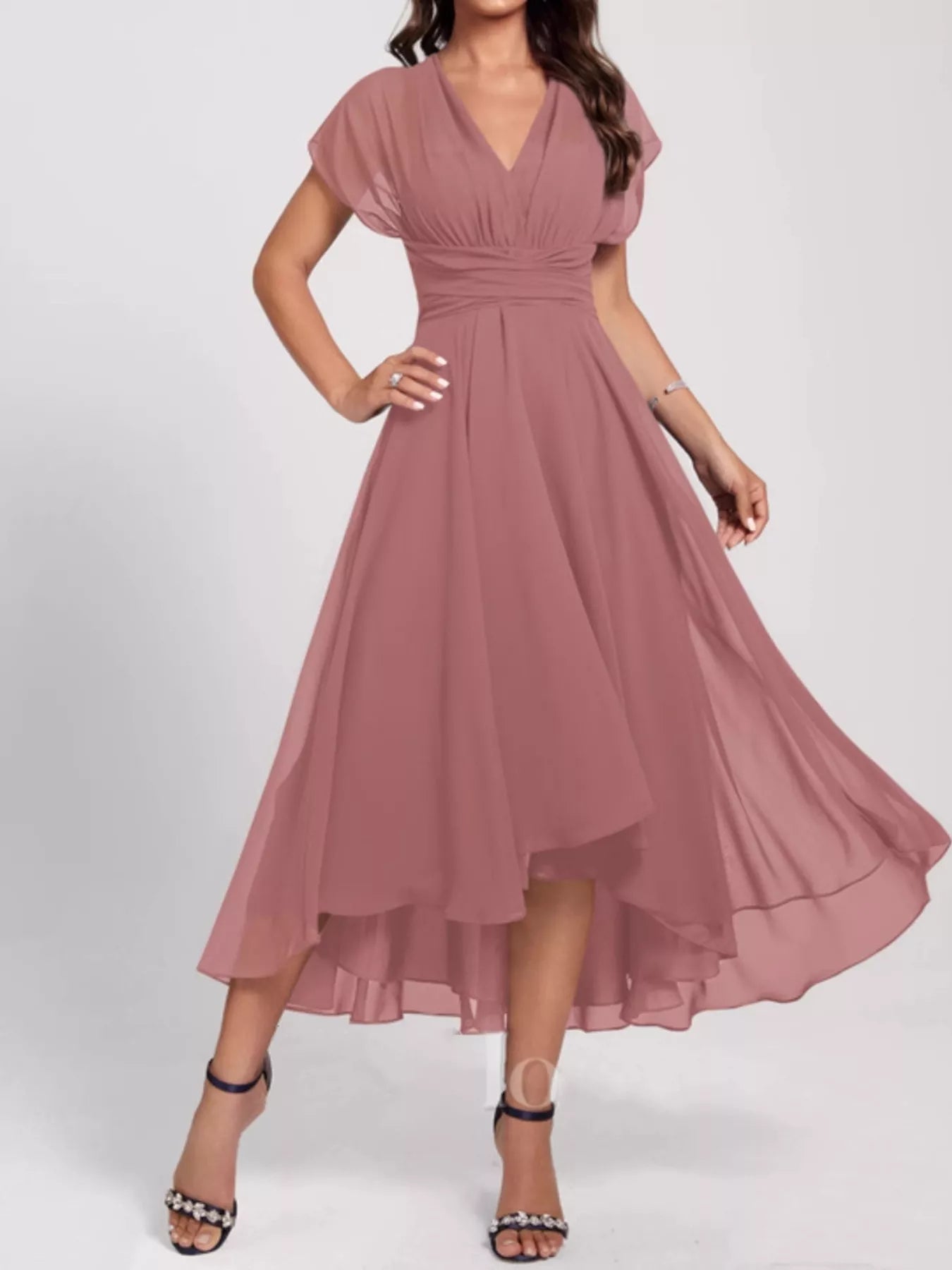 Ruched A-Line Midi Dress-Nordavory