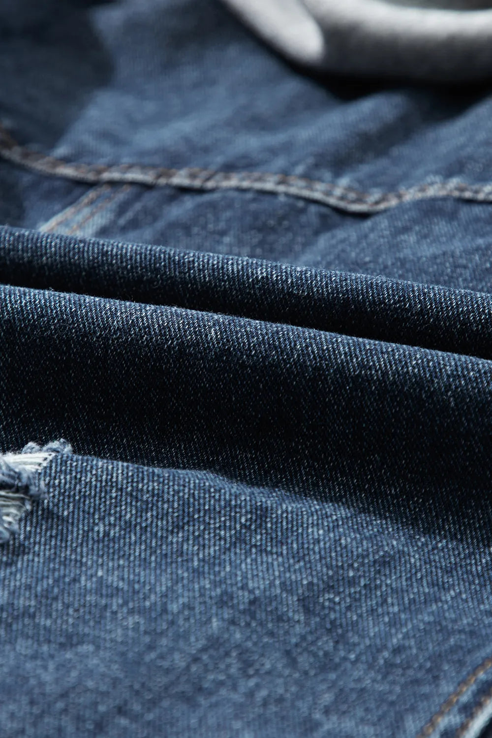 Fake Two-Piece Hooded Zip-Up Denim Jacket-Nordavory
