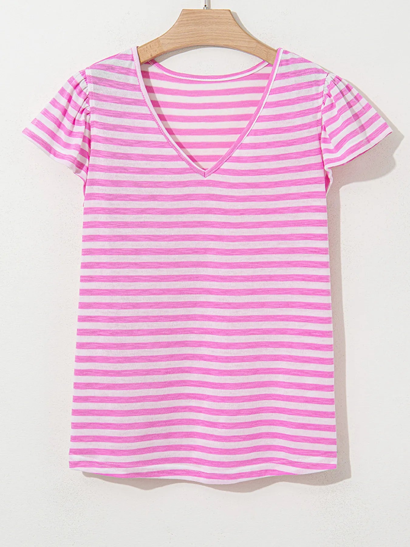 Striped V-Neck T-Shirt-Nordavory