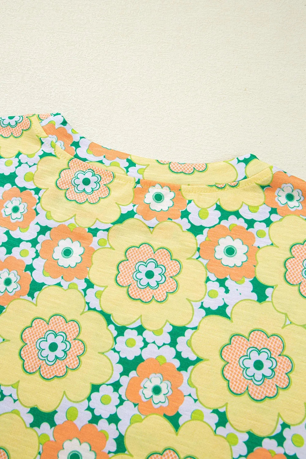 Floral Print Round Neck Oversized T-Shirt-Nordavory