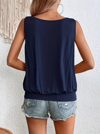 Full Size Ruched Scoop Neck Tank-Nordavory