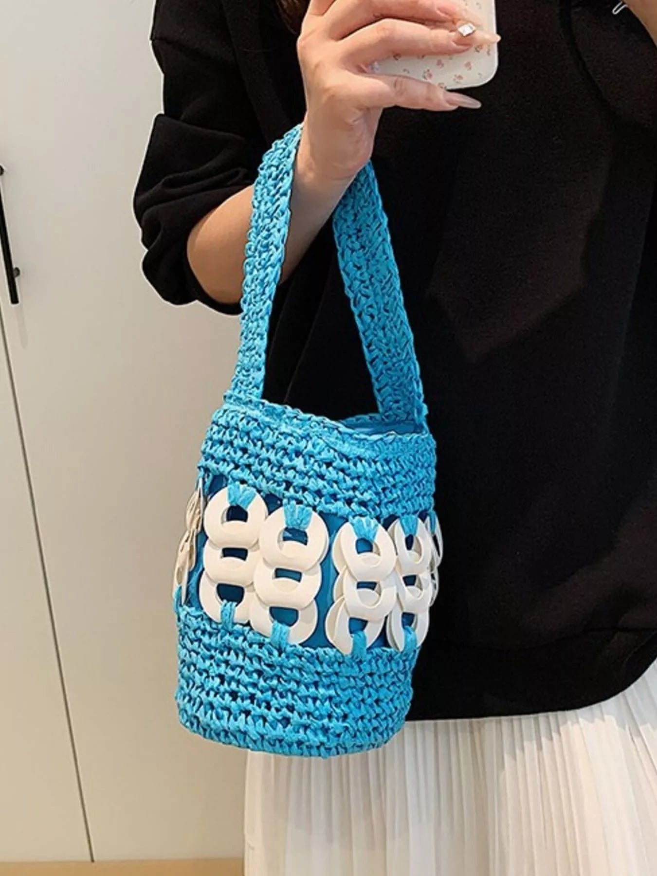 Woven Bucket Handbag – image 6