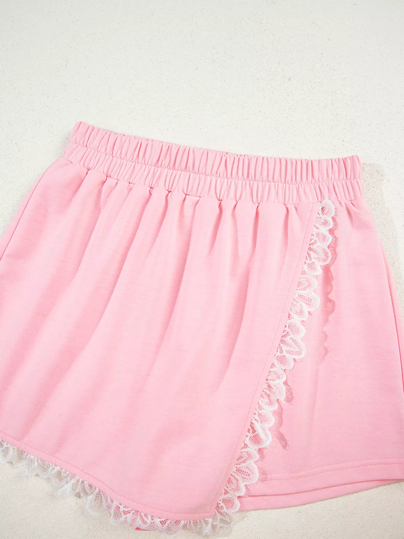 Peter Pan Lace Embellished Neck Sweatshirt and Skirt Two Piece Set-Nordavory