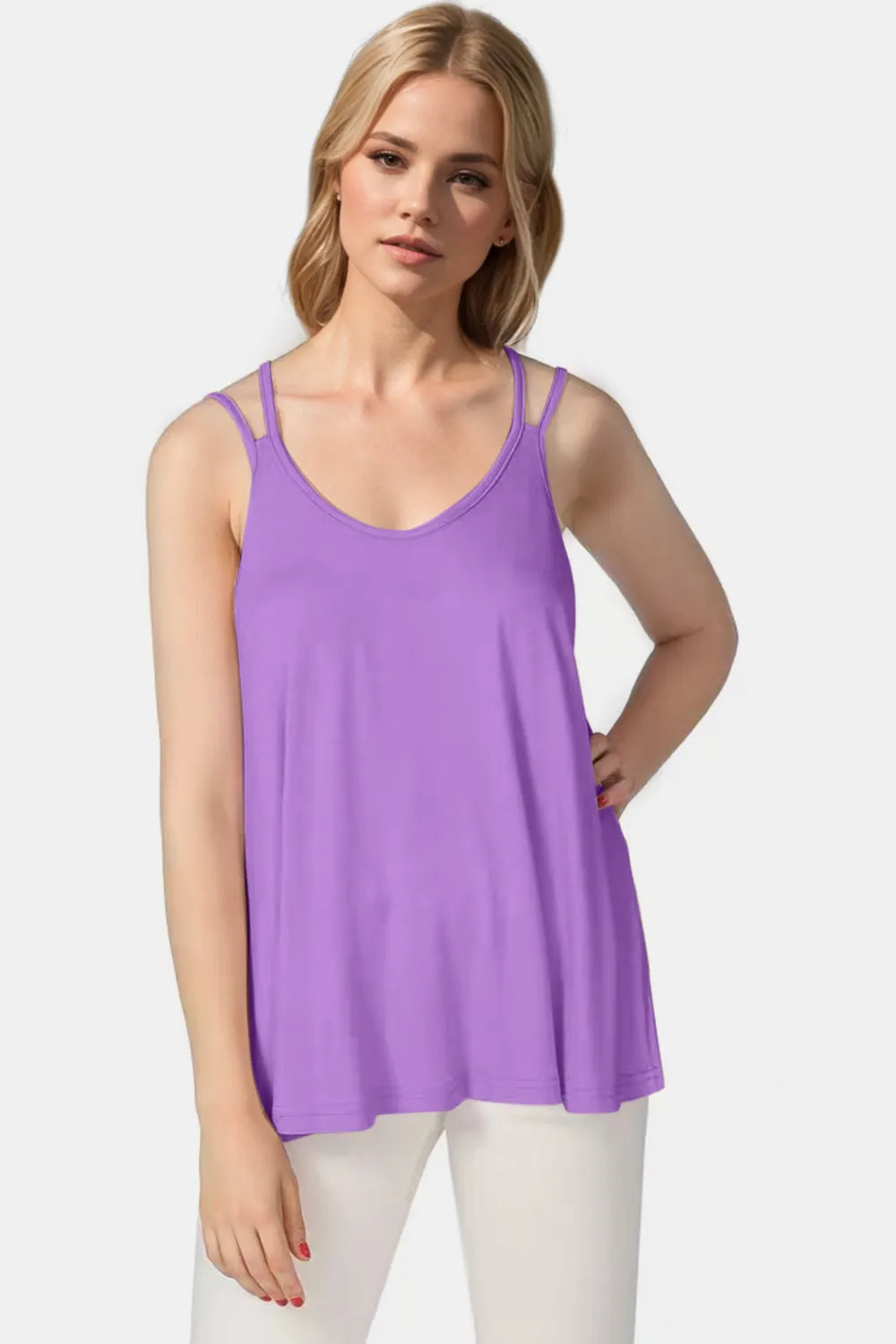 Basic Bae Bamboo Scoop Neck Double Spaghetti Straps Cami-Nordavory