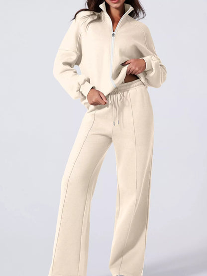 Relaxed Zip-Up Jacket & Drawstring Pants Set – image 4
