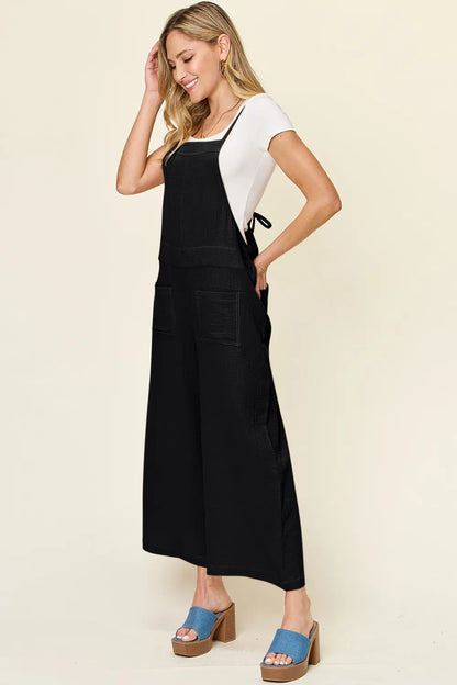 Double Take Full Size Texture Sleeveless Wide Leg Overall-Nordavory