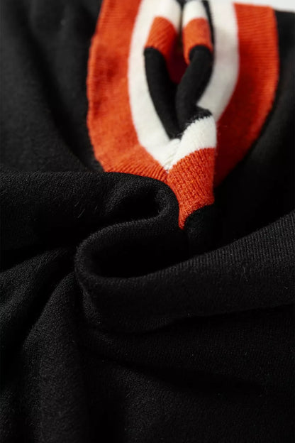 Contrast Striped Trim V Neck Varsity Sweater-Nordavory