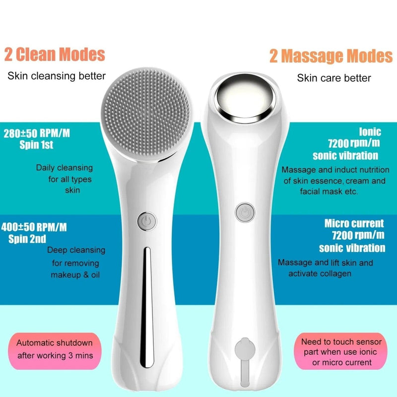 Facial Cleansing Brush, Brush For Exfoliating, IPX7 Waterproof 3 In 1 - Nordavory