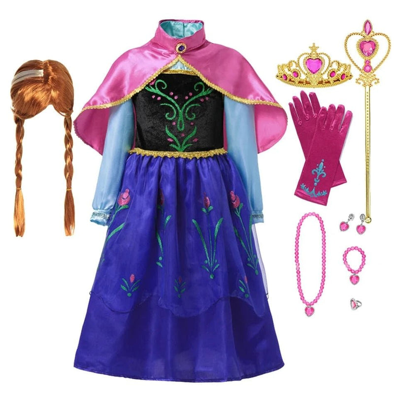 Fancy Queen Elsa Anna Costume Girls Princess Dress Toddler Halloween - Nordavory