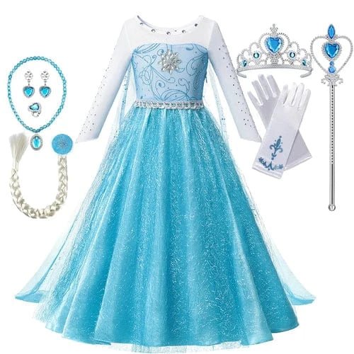 Fancy Queen Elsa Anna Costume Girls Princess Dress Toddler Halloween - Nordavory