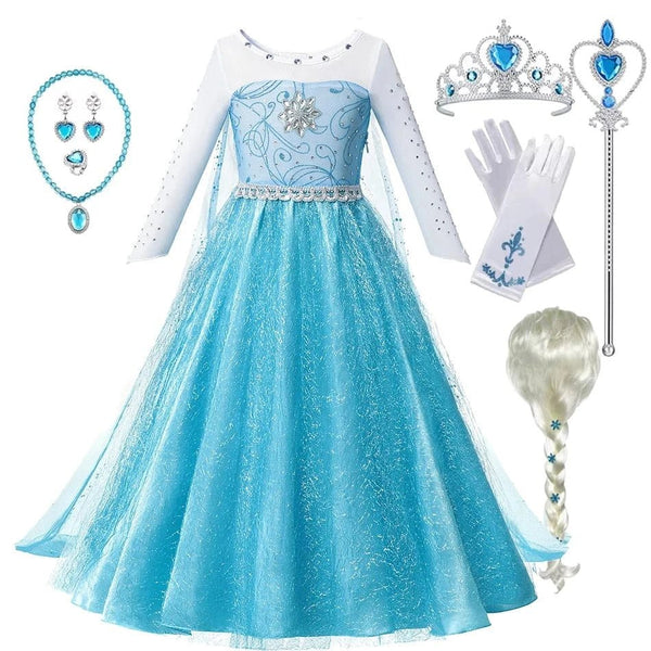 Fancy Queen Elsa Anna Costume Girls Princess Dress Toddler Halloween - Nordavory