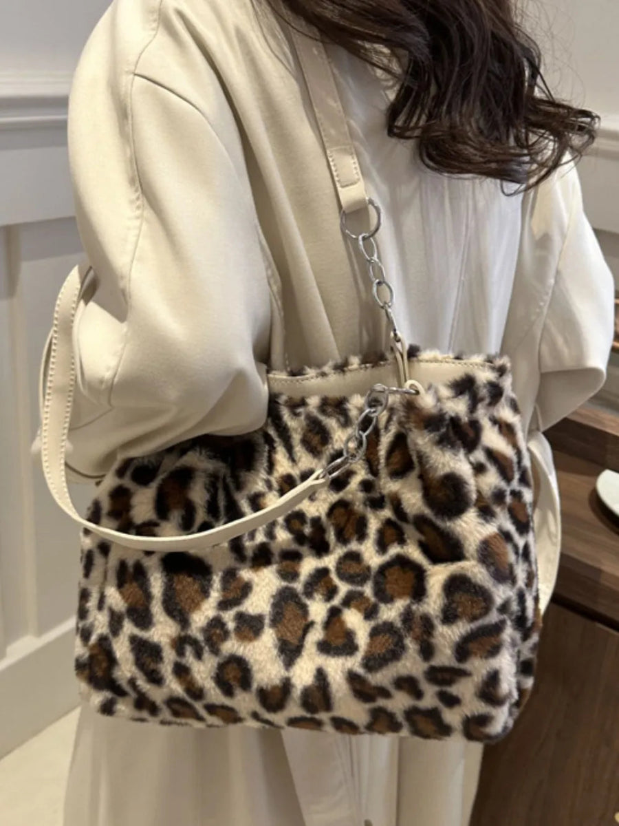 Faux Fur Leopard Shoulder Bag-Nordavory