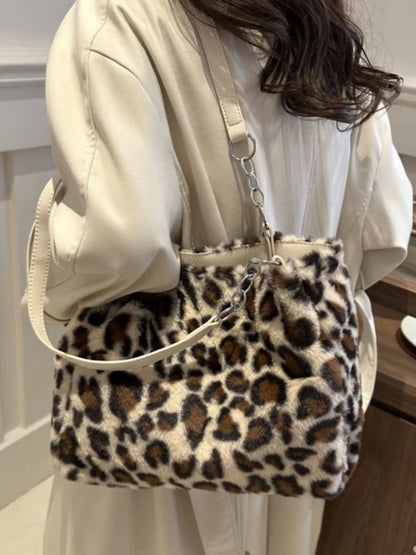 Faux Fur Leopard Shoulder Bag-Nordavory