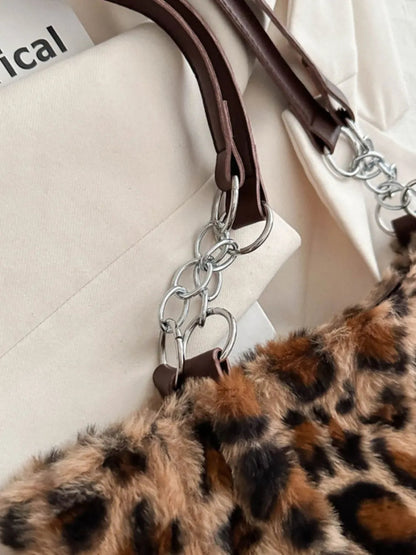 Faux Fur Leopard Shoulder Bag-Nordavory
