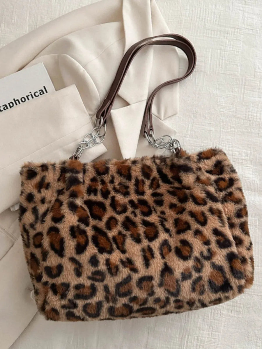 Faux Fur Leopard Shoulder Bag-Nordavory