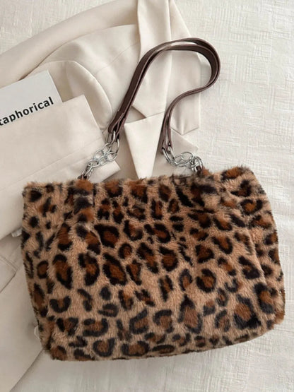 Faux Fur Leopard Shoulder Bag-Nordavory