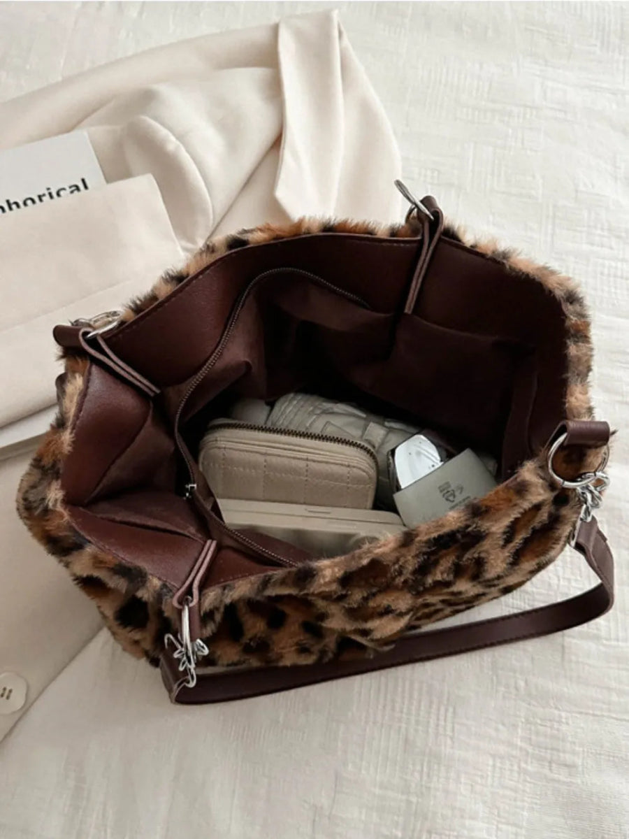 Faux Fur Leopard Shoulder Bag-Nordavory