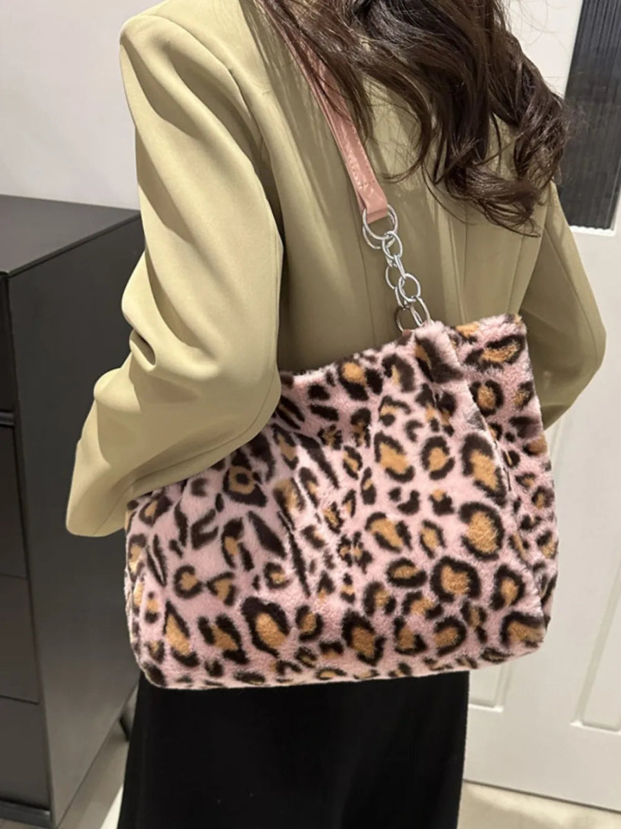 Faux Fur Leopard Shoulder Bag-Nordavory
