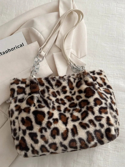 Faux Fur Leopard Shoulder Bag-Nordavory