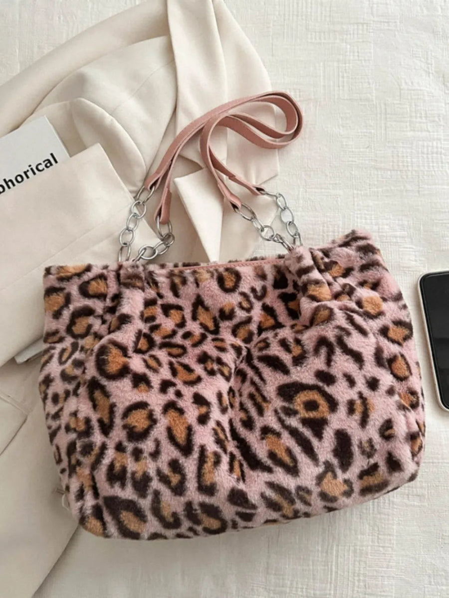 Faux Fur Leopard Shoulder Bag-Nordavory