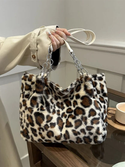 Faux Fur Leopard Shoulder Bag-Nordavory