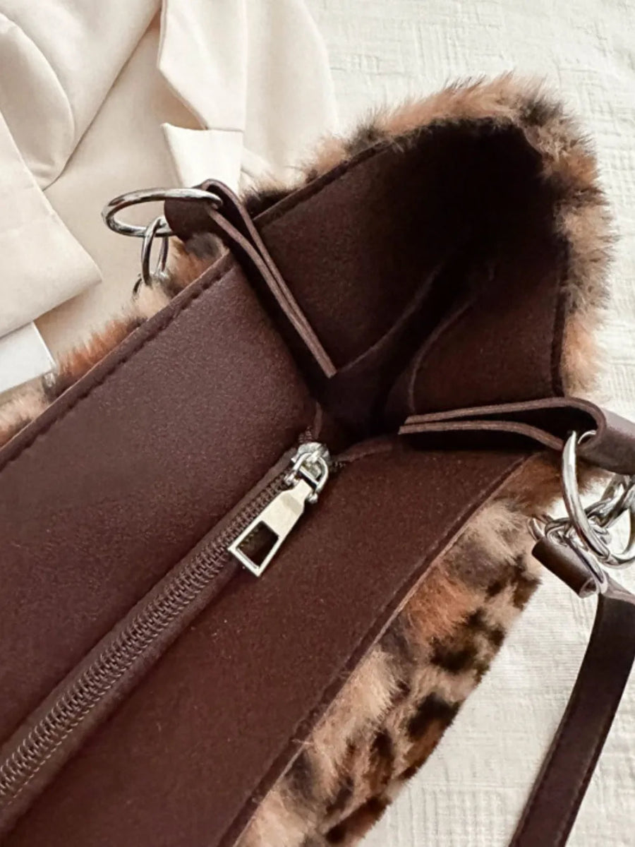Faux Fur Leopard Shoulder Bag-Nordavory