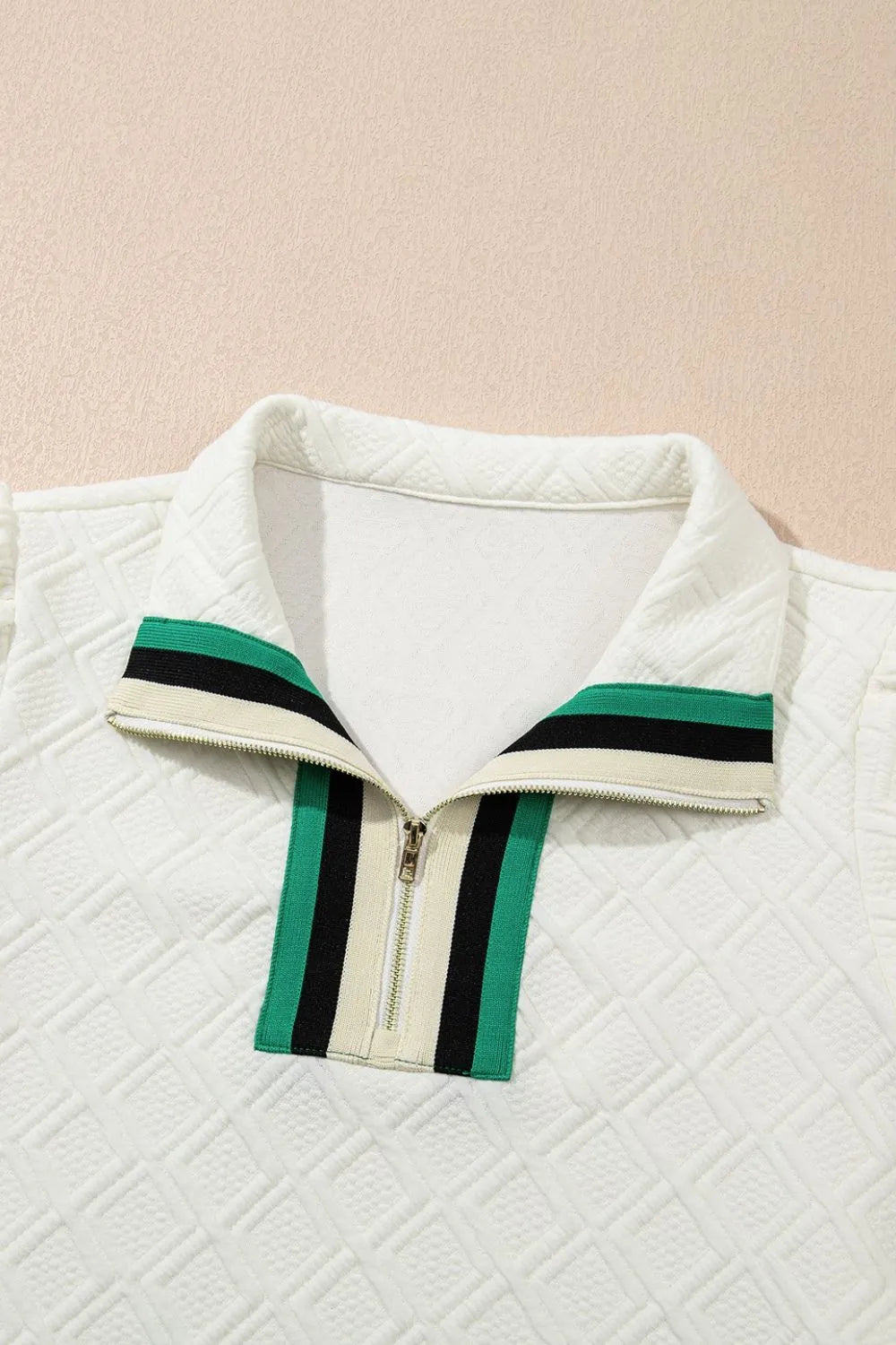 Striped Collared Zip Up Textured Dress-Nordavory