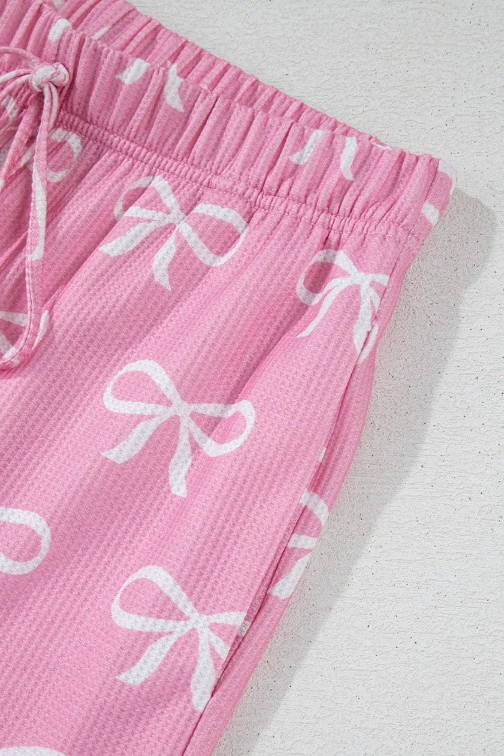 Bowknot Printed Notched T-Shirt and Shorts Set-Nordavory