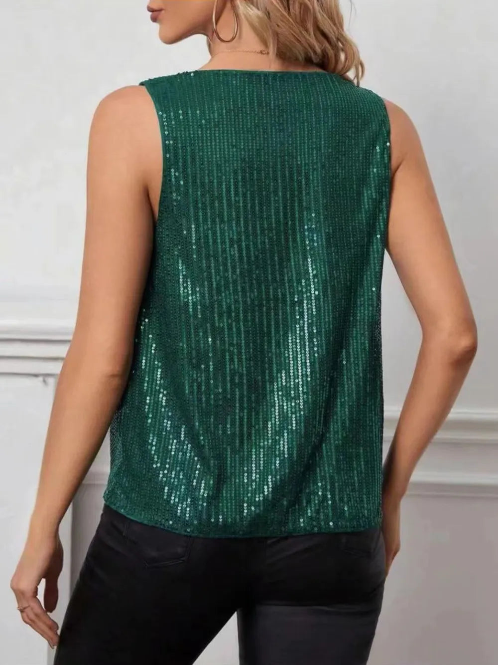 Sequin Cowl Neck Tank-Nordavory