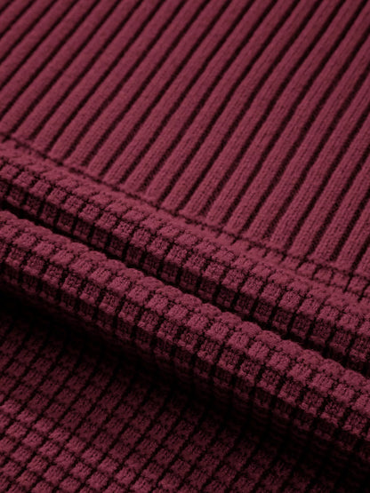 Solid Color Mixed Textured Knitted Crew Neck Sweater-Nordavory
