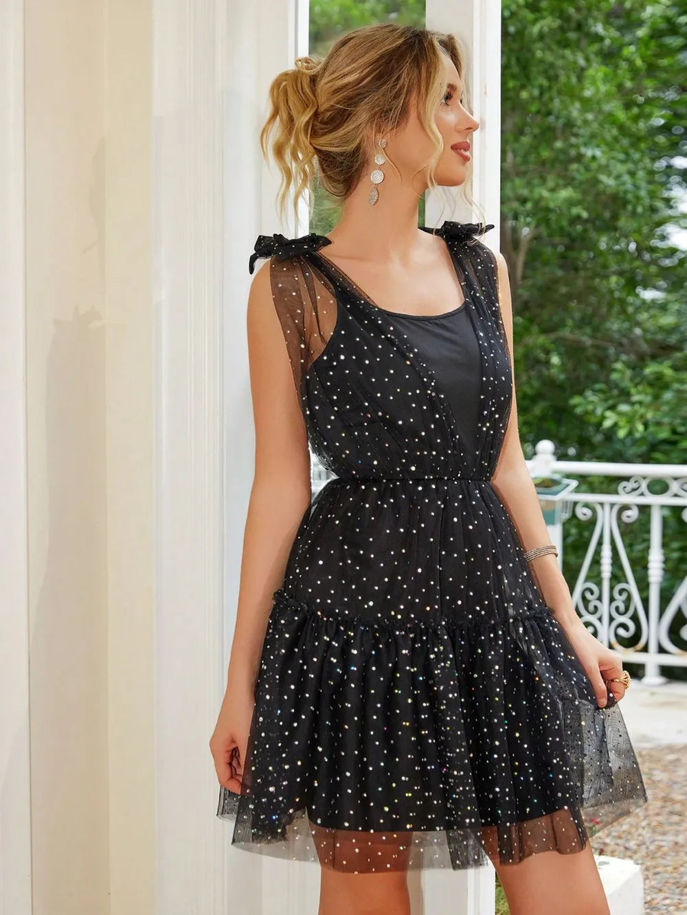 Tied Scoop Neck Mini Cami Dress-Nordavory
