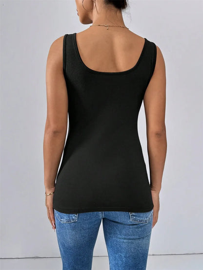 Scoop Neck Wide Strap Tank-Nordavory