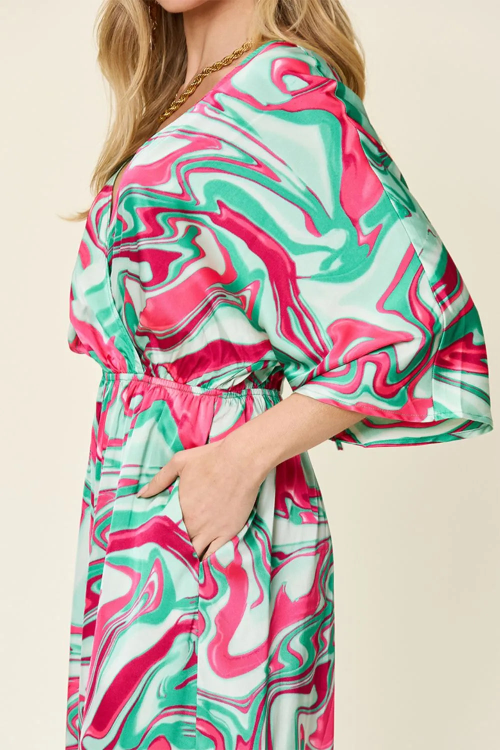 Double Take Full Size Half Sleeve Wide Leg Jumpsuit-Nordavory
