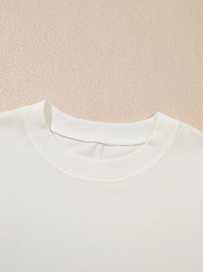 Floral Puff Sleeve Round Neck T-Shirt-Nordavory