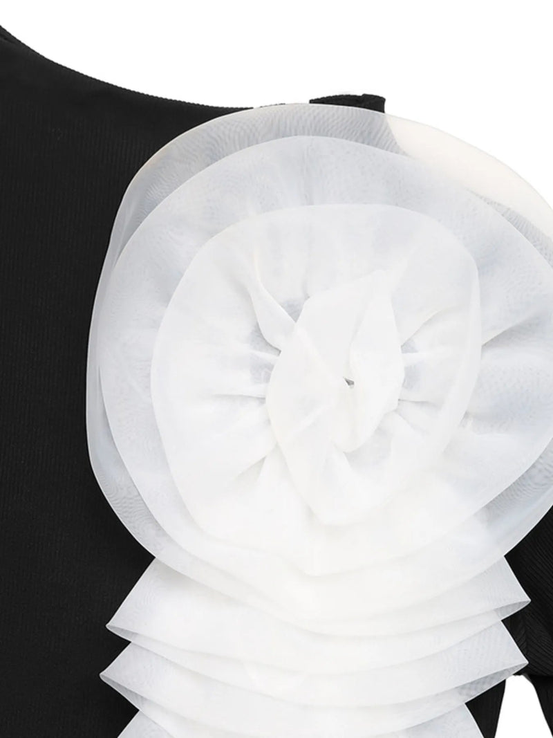 Flower Round Neck Long Sleeve Bodysuit - Nordavory