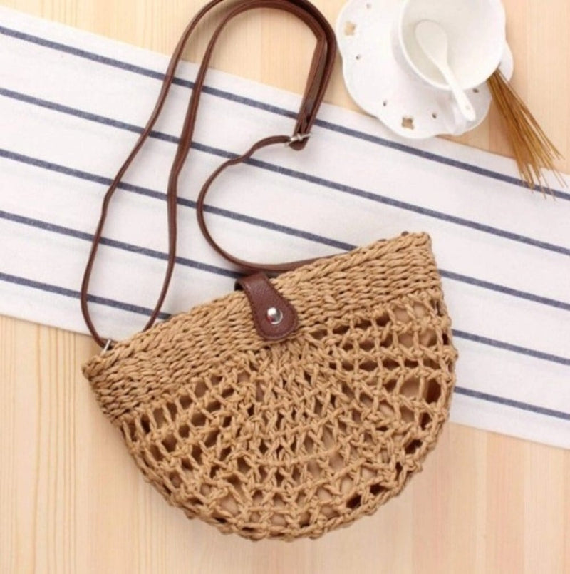 Half Moon Straw Crossbody Bag Handbags nordavory