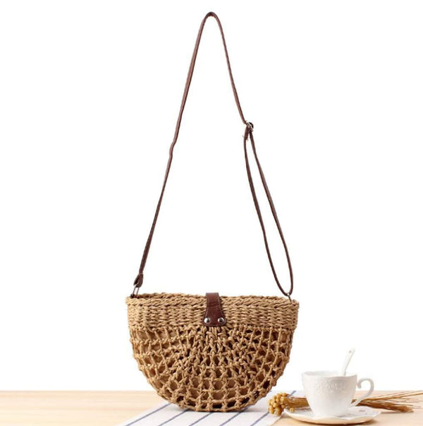 Half Moon Straw Crossbody Bag Handbags nordavory