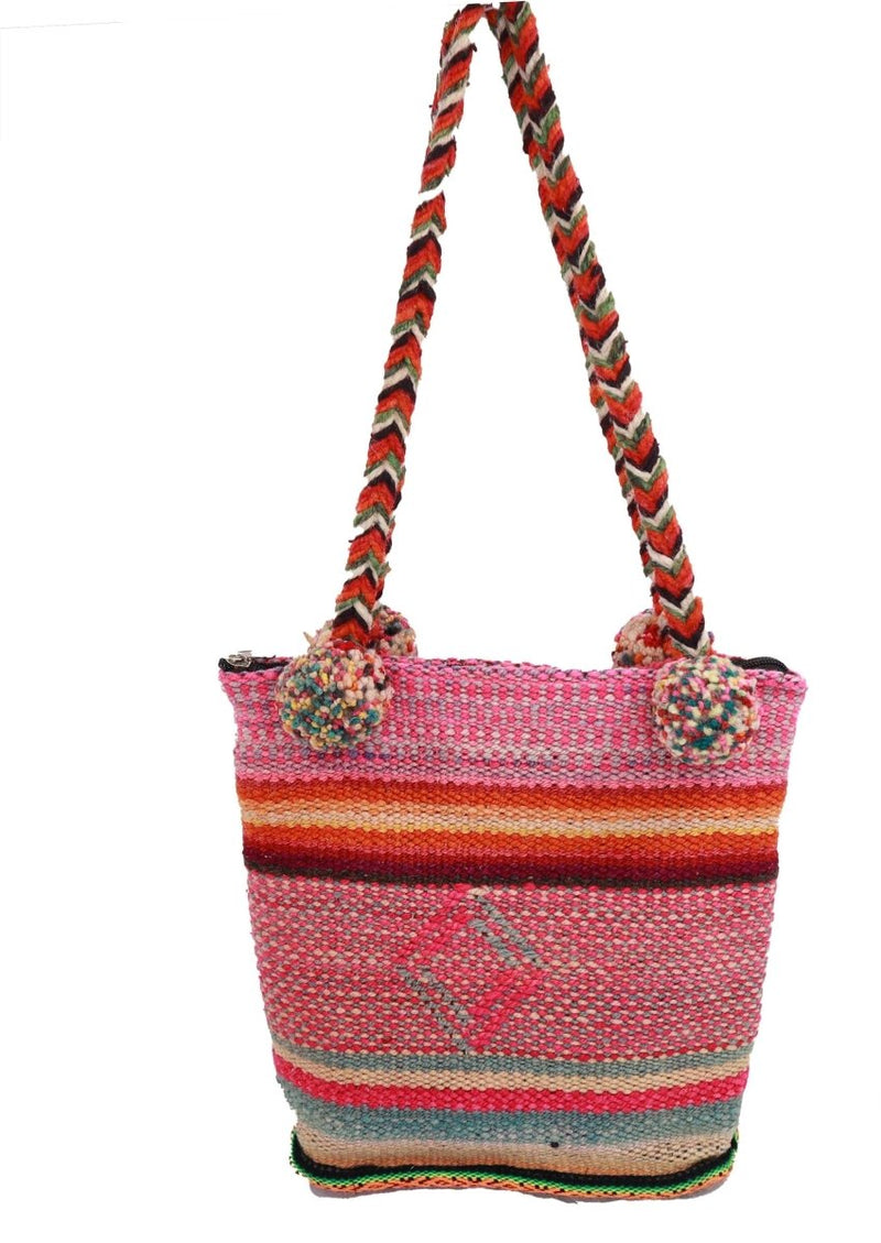 Hand Braided, Pom - Pom Shoulder Bag - Nordavory