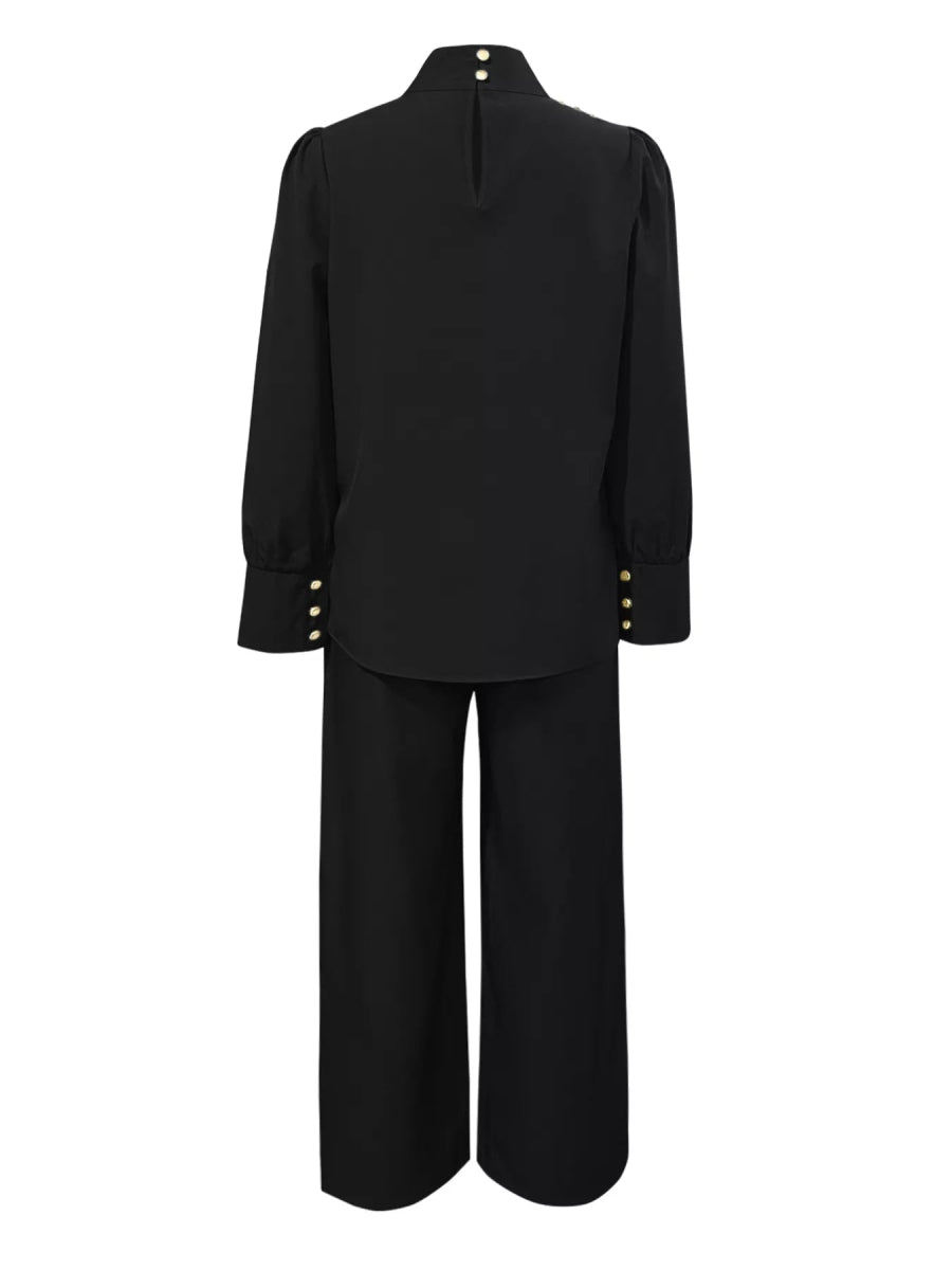 High Neck Asymmetric Top and Pants Set-Nordavory