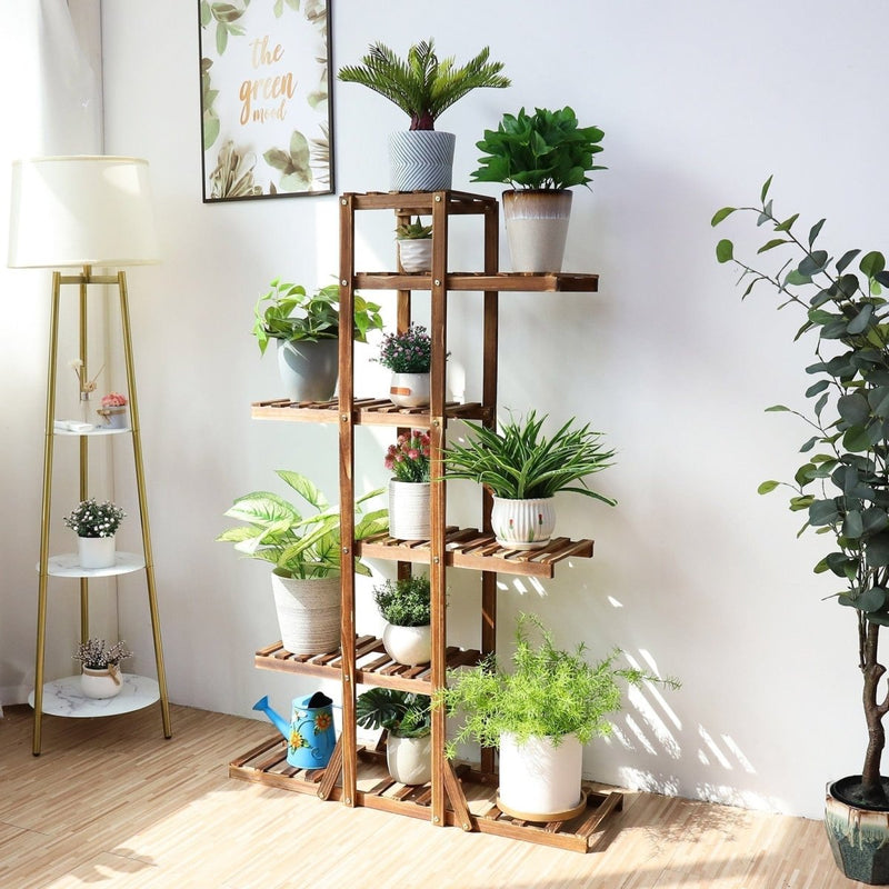 Indoor 6 Tier Wooden Plant Home Decor Stand - Nordavory