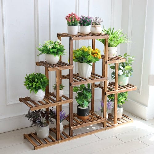 Indoor 9 Tier Wooden Plant Home Decor Stand - Nordavory