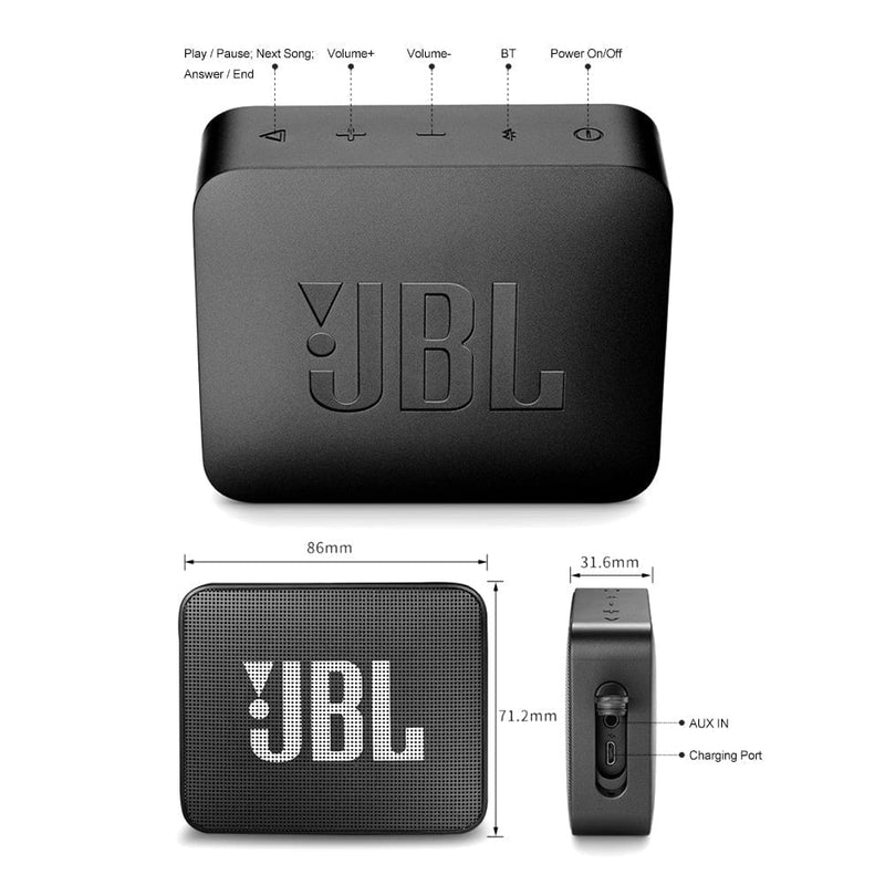 JBL GO 2 Wireless Bluetooth Speaker IPX7 Waterproof With Mic Audio & Video nordavory