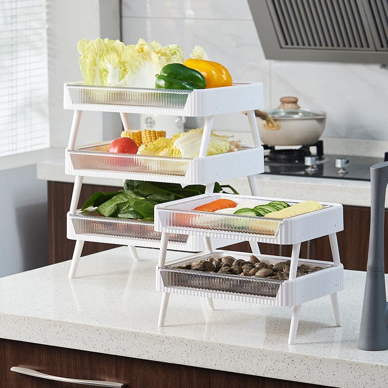 Kitchen Folding Storage Rack with Draining Basket Fruit Vegetable - Nordavory