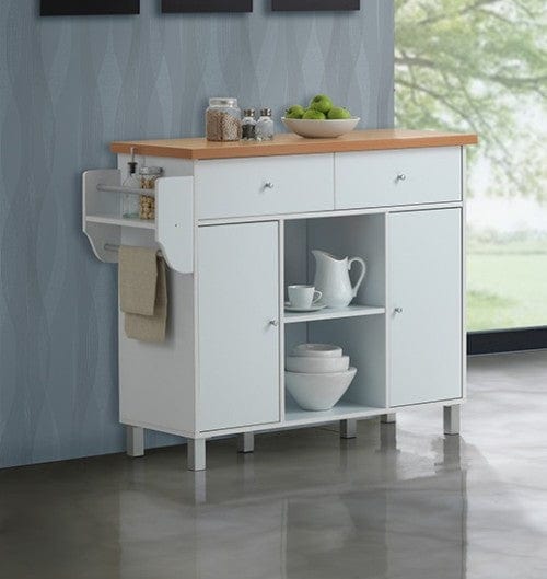 Kitchen Island Spice Rack & Towel Rack - White - Nordavory