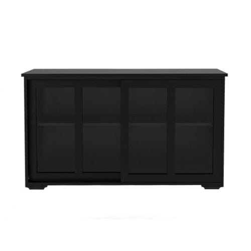 Kitchen Storage Cabinet With Glass Door - Black - Nordavory