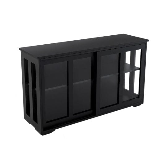 Kitchen Storage Cabinet With Glass Door - Black - Nordavory