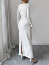 Lace Panel Ruched Bodycon Maxi Dress - Nordavory